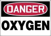 Accuform Signs 10" X 14" Red, Black And White Adhesive Vinyl Chemical And Hazardous Material Sign "Danger Oxygen"