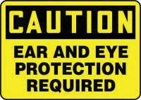 Accuform Signs 7" X 10" Black And Yellow Adhesive Vinyl Personal Protection Sign "Caution Eye Protection Must Be Worn In This Area"