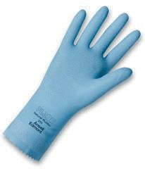 Ansell Size 8 FL100 Sky Blue Unsupported 17 Mil Natural Latex Cotton Flock-Lined Glove With Pattern Grip And 12" Pinked Cuff