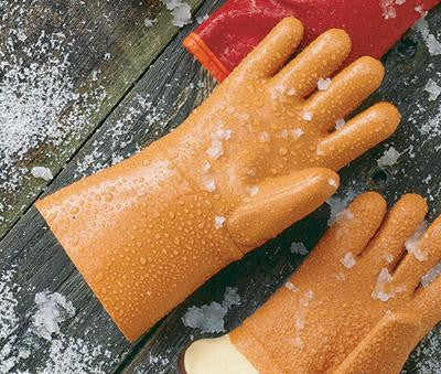 Ansell Size 10 Orange Winter Monkey Grip Jersey Lined Cold Weather Gloves With Wing Thumb, Knit Wrist, Vinyl Coating And Foam Insulation