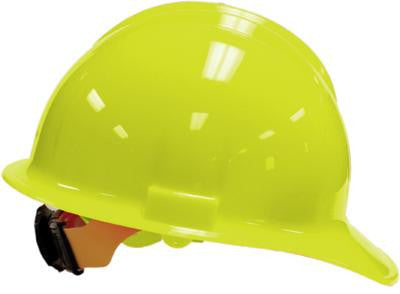 Bullard HiViz Yellow Classic Model C30 Class E And G Type l Polyethylene Hard Cap WIth 6 Point Ratchet Suspension