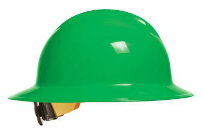Bullard HiViz Green Classic Model C33 Class E And G Type l Polyethylene Full Brim Hard Hat WIth 6 Point Ratchet Suspension