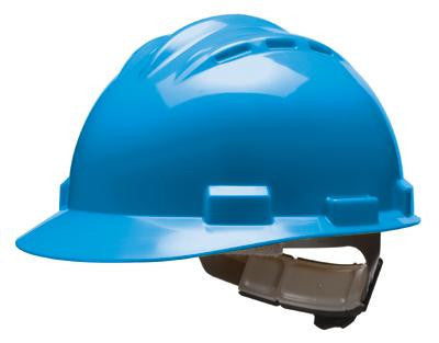 Bullard Blue Standard Series S62 Class C Type l Polyethylene Vented Hard Cap With 4 Point Ratchet Headgear And Cotton Brow Pad