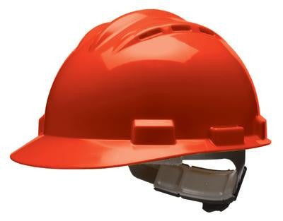 Bullard Red Standard Series S62 Class C Type l Polyethylene Vented Hard Cap With 4 Point Ratchet Headgear And Cotton Brow Pad