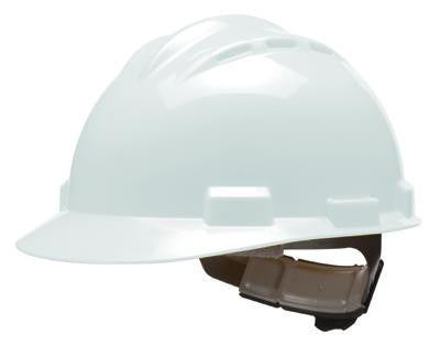 Bullard White Standard Series S62 Class C Type l Polyethylene Vented Hard Cap With 4 Point Ratchet Headgear And Cotton Brow Pad