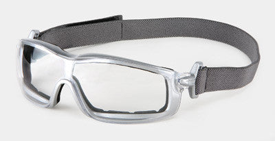 Crews Rattler Safety Glasses/Goggles With Silver Frame, Clear  Duramass Anti-Fog Lens, Interchangeable Ratcheting Bayonet Temples And Adjustable Head Band