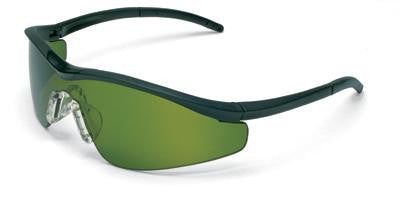 Crews Triwear Nylon Safety Glasses With Onyx Frame, Green Shade 3 Polycarbonate Duramass Anti-Scratch Lens, Carrying Case And Breakaway Cord