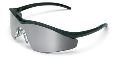 Crews Triwear Nylon Safety Glasses With Onyx Frame, Silver Polycarbonate Duramass Anti-Scratch Mirror Lens, Carrying Case And Breakaway Cord