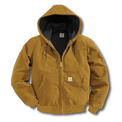 Carhartt 2X Regular Brown Thermal Lined 12 Ounce Cotton Duck Active Jacket With Front Zipper Closure And Attached Hood