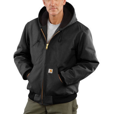 Carhartt 2X Regular Black Quilted-Flannel Lined 12 Ounce Cotton Duck Active Jac Jacket With Front Zipper Closure