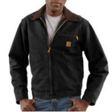 Carhartt 2X Tall Black 12 oz Cotton Sandstone Duck Blanket Lined Detroit Jacket With Quilted Nylon Sleeve Lining