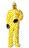 DuPont 3X Yellow Tychem QC Chemical Protection Coveralls With Serged Seams, Front Zipper Closure, Attached Hood, Attached Sock Boots, Elastic Face And Elastic Wrists