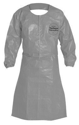 DuPont Gray 34 mil Tychem ThermoPro Chemical Protection Apron With Taped Seams, Attached Long Sleeves And Elastic Wrists