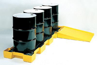 Eagle Four Drum Polyethylene In-Line Spill Platform With 66 Gallon Secondary Spill Capacity 106" X 30 1/2" X 6 3/4"