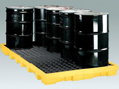 Eagle 8-Drum Polyethylene Low Profile Spill Containment Platform With 90 Gallon Secondary Spill Capacity 102" X 51 1/2" X 6 1/2"