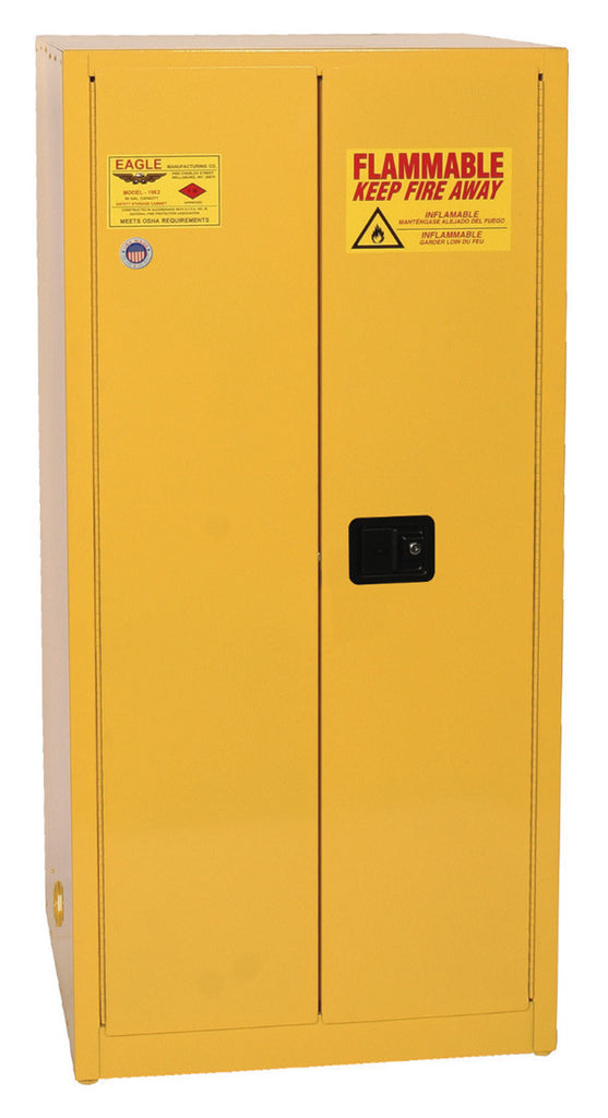 Eagle 60 Gallon Yellow Two Shelf With Two Door Manual Close Flammable Safety Storage Cabinet