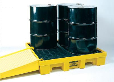 Eagle Four Drum Polyethylene Spill Control Low Profile Pallet Unit With Grating And Min. 66 Gallon Spill Capacity 51 1/2" X 51 1/2" X 10"