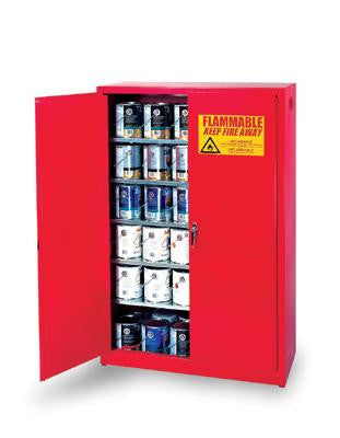 Eagle 40 Gallon Red Three Shelf With Two Door Manual Close Paint And Ink Safety Storage Cabinet