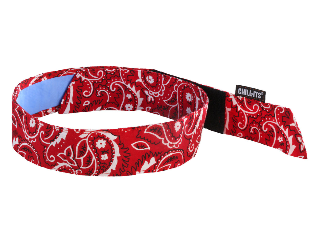 Ergodyne Chill-Its Red Western Pattern 6700CT Evaporative Cooling Bandana With Cooling Towel