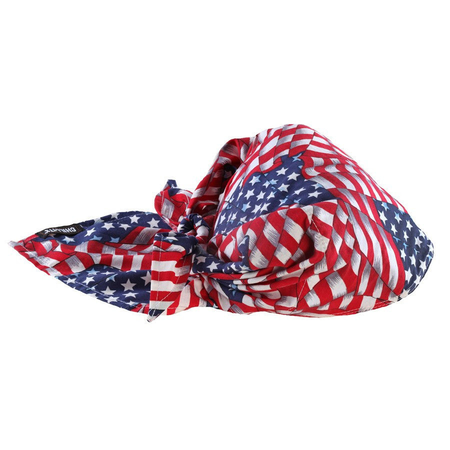 Ergodyne Chill-Its Stars And Stripes Pattern 6710CT Evaporative Cooling Triangle Hat With Cooling Towel