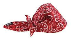 Ergodyne Chill-Its Red Western Pattern 6710CT Evaporative Cooling Triangle Hat With Cooling Towel