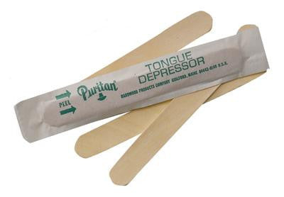 Hardwood Products Co 6" X 11/16" Puritan Individually Wrapped, Sterile, Adult Tongue Depressor (100 Per Box)