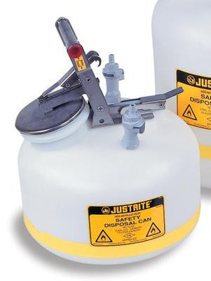 Justrite 2 Gallon Translucent White Centura Quick-Disconnect Safety Disposal Can With Polypropylene Hardware