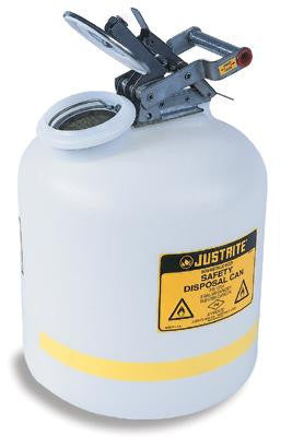 Justrite 2 Gallon Translucent White Centura Quick-Disconnect Safety Disposal Can With Stainless Steel Hardware