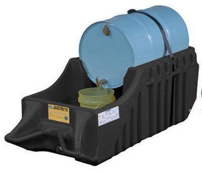 Justrite Black Outdoor EcoPolyBlend Portable Drum Caddy With Rubber Wheels