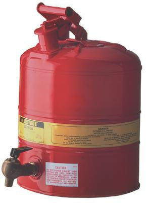 Justrite 5 Gallon Red Steel Lab Safety Can With Faucet
