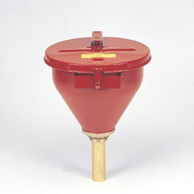 Justrite Red Steel Drum Funnel With 6" Brass Flame Arrestor