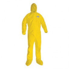 Kimberly-Clark Professional* X-Large Yellow KleenGuard A70 Level B/C Chemical Protection Coveralls With Storm Flap Over Front Zipper Closure, Elastic Wrists, Hood  And Boots (12 Per Case)