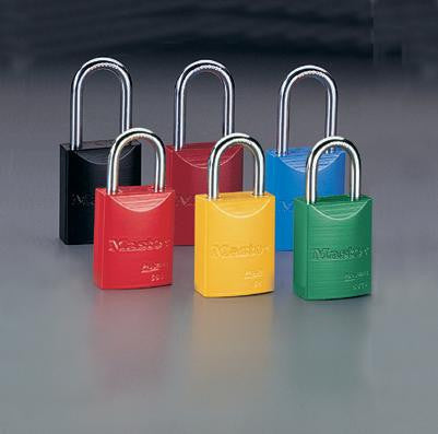 Master Lock Green 1 31/32" High Body High-Visibility Aluminum Padlock - Keyed Differently With 1 1/16" Shackle