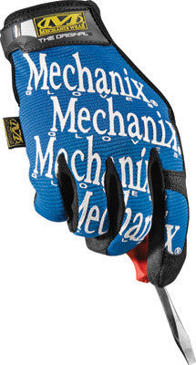 Mechanix Wear Large Blue And Black Original Full Finger Synthetic Leather, Spandex And Rubber Mechanics Gloves With Hook and Loop Cuff, Synthetic Leather Palm And Fingertips And Spandex Back
