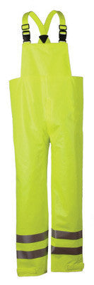 National Safety Apparel Large Hi-Viz Yelow Arc H2O Cotton Rain Bib Pants With Snap Fly Closure And Silver Reflective Stripes