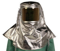 National Safety Apparel One Size Fits All Silver Deluxe 19 Ounce Aluminized Thermobest Heat Protective Hood With An Adjustable Ratchet Suspension And Gold Film Cover