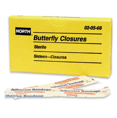 North Latex-Free Plastic Butterfly Closure Adhesive Bandage (16 Per Box)