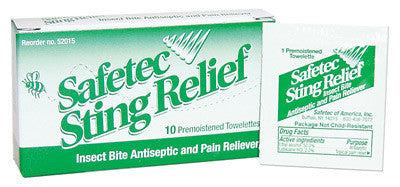 North By Honeywell Foil Pack Safetec Sting Relief Mini-Wipes (10 Per Box)