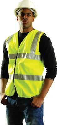 OccuNomix Large Yellow OccuLux Lightweight Polyester Class 2 Standard Vest With Front Hook And Loop Closure And 2" 3M Scotchlite Reflective Tape Striping