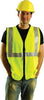 OccuNomix Large Yellow OccuLux Lightweight Polyester Class 2 Vest With Zipper Front Closure And 2" 3M Scotchlite Reflective Tape Striping
