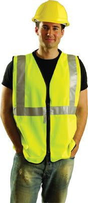 OccuNomix 3X Yellow OccuLux Lightweight Polyester Class 2 Vest With Zipper Front Closure And 2" 3M Scotchlite Reflective Tape Striping