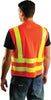 OccuNomix Large Orange OccuLux L'Orange Lightweight Polyester And Mesh Class 2 Deluxe Yellow Gloss Vest With Snap Front Closure, 2" 3M Scotchlite Reflective Tape Striping And 4 Pockets