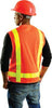 OccuNomix Large Orange OccuLux L'Orange Lightweight Polyester And Mesh Class 2 Classic Orange Gloss Vest With Snap Front Closure, 2" 3M Scotchlite Reflective Tape Striping And 4 Pockets