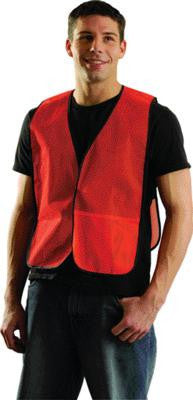 OccuNomix 4X Hi-Viz Orange OccuLux Lightweight Polyester And Mesh Non-ANSI Economy Vest With Front Hook And Loop Closure, Side Elastic Straps And 1 Pocket