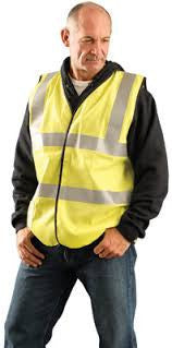 OccuNomix Medium Hi-Viz Yellow Flame Resistant Cotton Class 2 Solid Vest With 2 Each 2" Vertical And Horizontal 3M Scotchlite Reflective Material Stripes