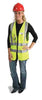 Radnor Large Yellow Lightweight Polyester Class 2 Surveyor's Vest With Zipper Front Closure, 2" 3M Scotchlite Reflective Tape Striping, Fully Dielectric, Non-Conductive Zipper And 12 Pockets