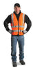 Radnor 4X Orange Lightweight Polyester Class 2 Surveyor's Vest With Zipper Front Closure, 2" 3M Scotchlite Reflective Tape Striping, Fully Dielectric, Non-Conductive Zipper And 12 Pockets