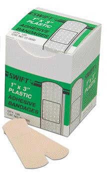 Swift First Aid 1" X 3" Plastic Strip Adhesive Bandage (100 Per Box)
