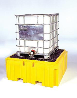 UltraTech Ultra-IBC Spill Pallet Plus With Large 52" X 52" Deck And Small 62" X 62" Footprint With 360 Gallon Capacity With Drain