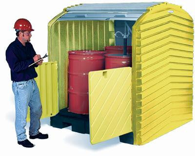 UltraTech 64 1/2"W X 62"D X 79"H Ultra-HardTop P4 Plus Hazardous Drum Containment Units With 75 Gallon Capacity Without Drain